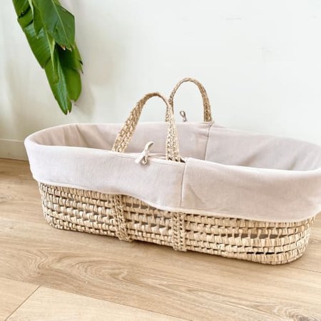 Premiers Moments - Couffin bébé avec Matelas, Habillage en Velours - Coton Bio - Noisette