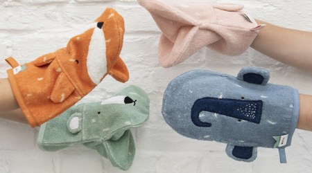 Trixie - Lot de 2 gants de toilette Mr. Polar Bear et Mrs. Elephant