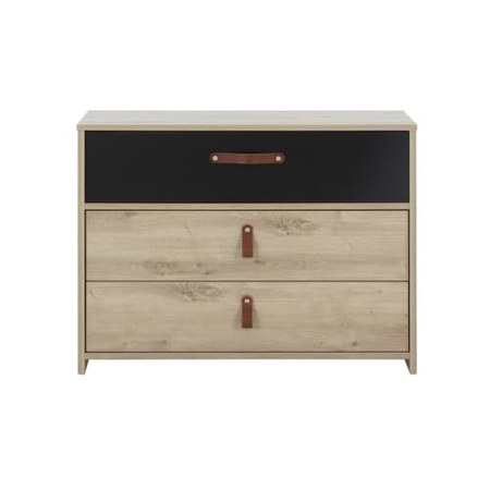 CAMIF - Commode 3 tiroirs effet bois et noir