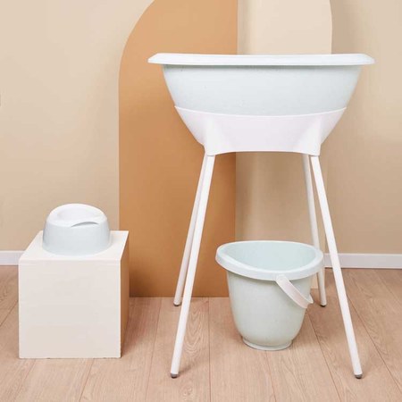 Luma Babycare - Poubelle à couches avec couvercle Speckles Mint vert d'eau