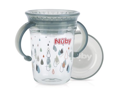 Nuby - Gobelet Magique 360o avec Anses en Tritan - 240 ml Gris