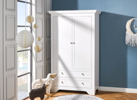 Nateo Concept - Armoire 2 portes 2 tiroirs Blanc