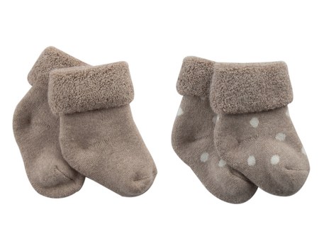 Iobio - Lot de 2 Paires de Chaussettes Bébé - Beige et Pois - Naissance