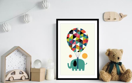 Hexoa - Affiche enfant hot air balloon jumbo sans cadre 40x60 cm