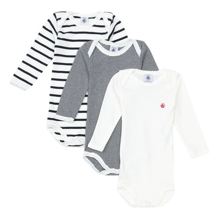 Petit Bateau - Lot 3 Bodies Marinière Coton Bio - Garçon