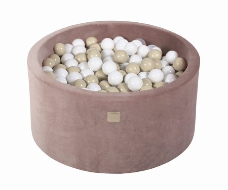 MeowBaby - Piscine en velours beige à balles blanches et beiges H40cm