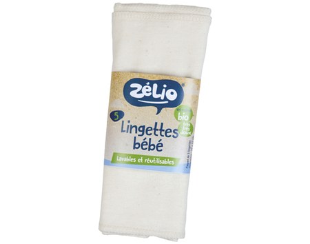 Zélio - ZELIO Lingettes Lavables Bébé en Coton Bio - 22 x 22 cm - Lot de 5