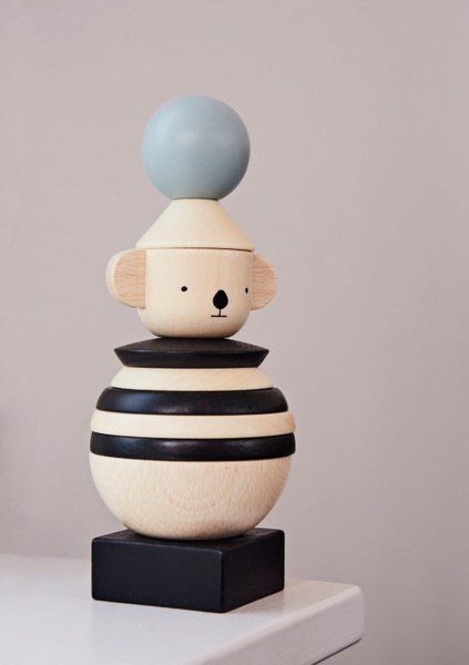 OYOY Living Design - Koala à empiler en bois marron hêtre Ø8,5xH21cm