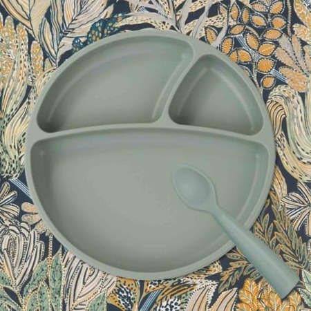 Minikoioi - Cuillère Bébé En Silicone Vert Amande