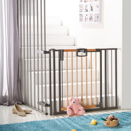 Geuther - Barrière Easy Lock Wood Plus avec adaptateur escalier (84 à 92 cm)