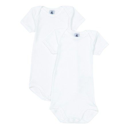 Petit Bateau - Lot de bodies manches courtes bébé en coton uni