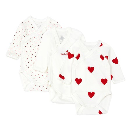 Petit Bateau - Petit Bateau - Lot 3 Bodies Cœur Croisés Coton Bio