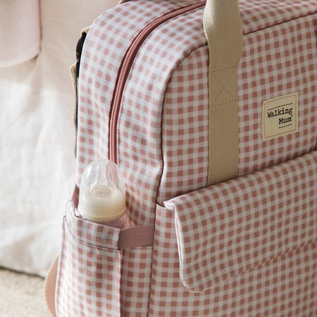 Walking Mum - Sac à dos à langer I love Vichy rose
