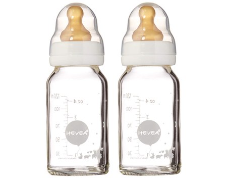 Hevea - Lot de 2 Biberons en Verre 120 ml