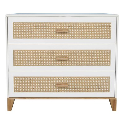 Nateo Concept - Commode 3 Tiroirs Cannage Rotin Nami Blanc