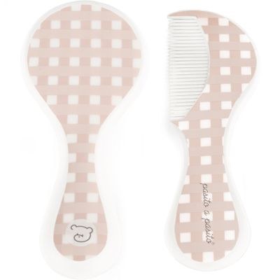 Pasito a pasito - Brosse et peigne carrés Vichy rose
