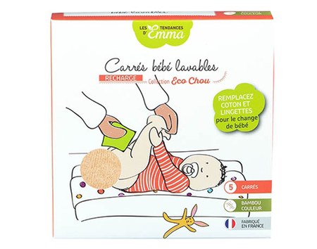 Les Tendances d'emma - 5 Carrés Bébé Lavables - Bambou Couleur