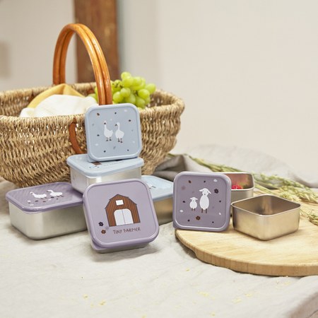 Lassig - Lot de 3 boîtes à goûter Tiny Farmer bleu