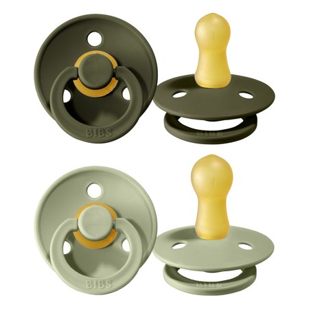 Bibs - Lot de 2 Sucettes Rondes Colour Sage & Hunter Green - 0/6 Mois