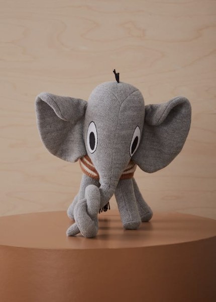 Oyoy Mini - Peluche Henry l'éléphant gris en coton et en polyester H23x22x12cm