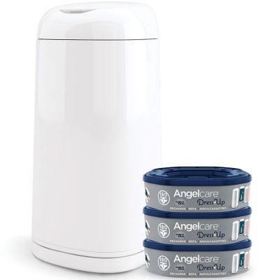 Angelcare - Starter pack poubelle à couches Dress up + 3 recharges