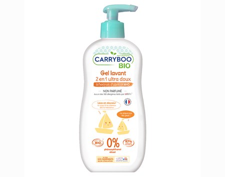 Carryboo - Gel Lavant 2 en 1 Ultra Doux à l'extrait d'Abricot Bio - 500 ml