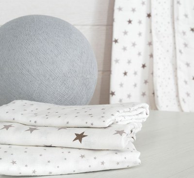 Trois Kilos Sept - Lot de 6 langes en coton étoile (70 x 70 cm)