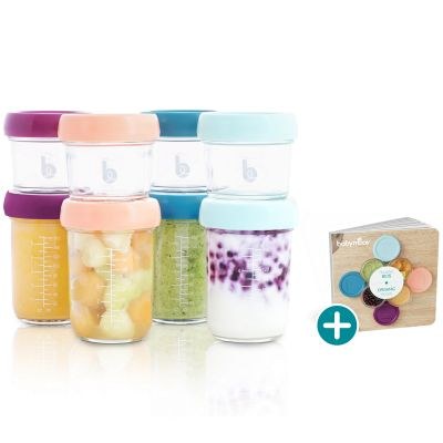 Babymoov - Lot de 8 pots de conservation en verre Babybols + livret de recettes