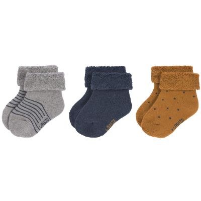 Lässig - Lot de 3 paires de chaussettes bébé en coton bio bleu (pointure 15-18)