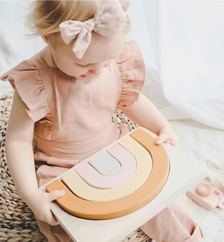 Beeloom - Puzzle arc-en-ciel en bois pour enfants