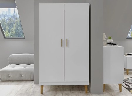 Nateo Concept - Armoire 2 portes Blanc et Chêne