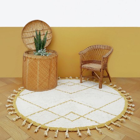 Nattiot - Tapis lavable rond Côme écru et mangue (120 cm)