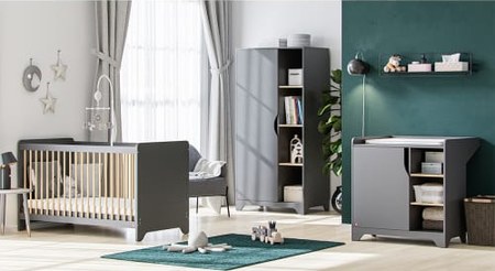 Vox - Armoire 1 porte leaf panneaux mélaminés gris