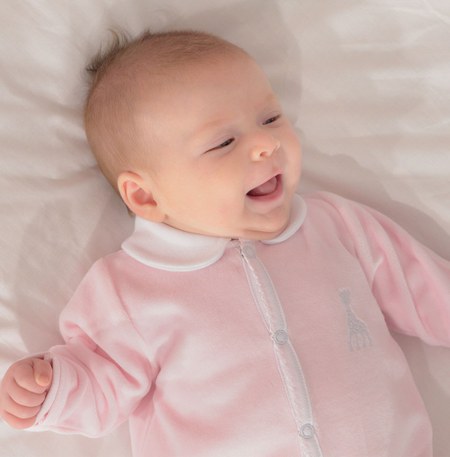 Trois Kilos Sept - Pyjama en velours rose Sophie la girafe (1 mois)