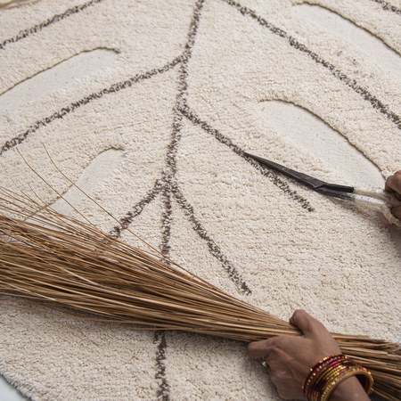 Lorena Canals - Tapis lavable Monstera natural (120 x 180 cm)