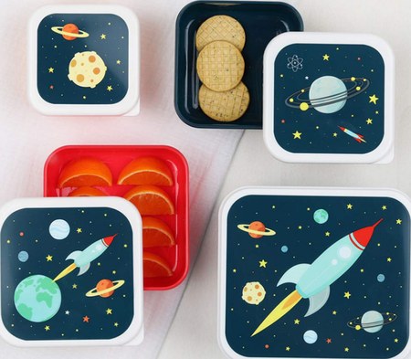 A Little Lovely Company - Lot de 4 boîtes à goûter Espace