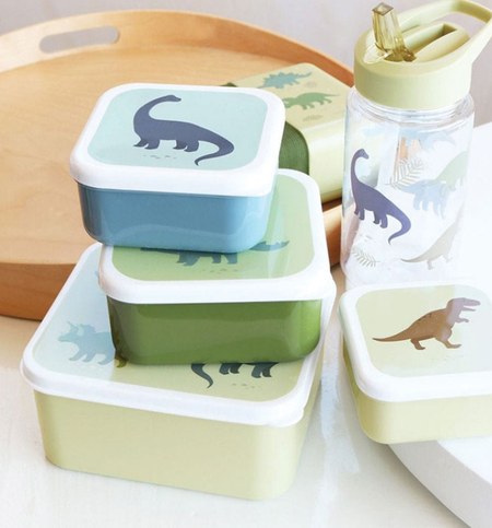 A Little Lovely Company - Lot de 4 boîtes à goûter Dinosaure