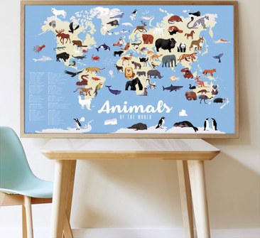 Poppik - Poster Géant 67 Stickers Animaux Du Monde Multi-coloured