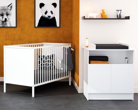 Webaby - Lit bébé en bois blanc 60 x 120 cm
