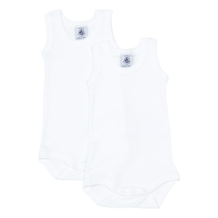 Petit Bateau - Lot de bodies sans manches bébé en coton uni