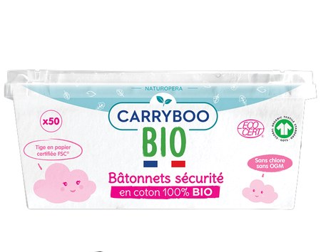 Carryboo - Bâtonnets Sécurité Bébé en Coton Bio - 50 Unités