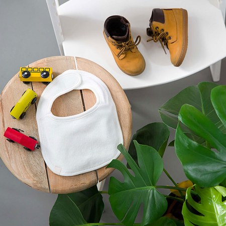 Lassig - Lot de 3 bavoirs éponge à velcro blancs