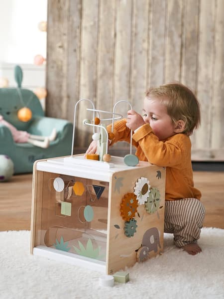 Vertbaudet - Grand cube multi-activités HANOÏ en bois FSC® multicolore - Vertbaudet
