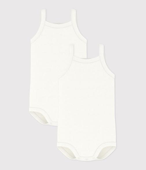 Petit Bateau - Lot de bodies bébé à bretelles en coton uni