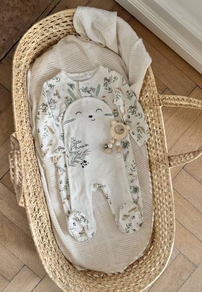 Petit Beguin - Pyjama Bébé En Velours Ouverture Pont Frimousse Ecru