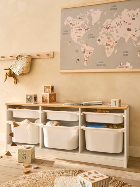Vertbaudet - Meuble de rangement horizontal avec bac plastique blanc - Vertbaudet