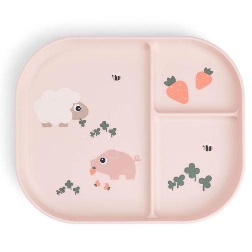 Done by deer - Assiette à compartiments Foodie Tiny farm Rose