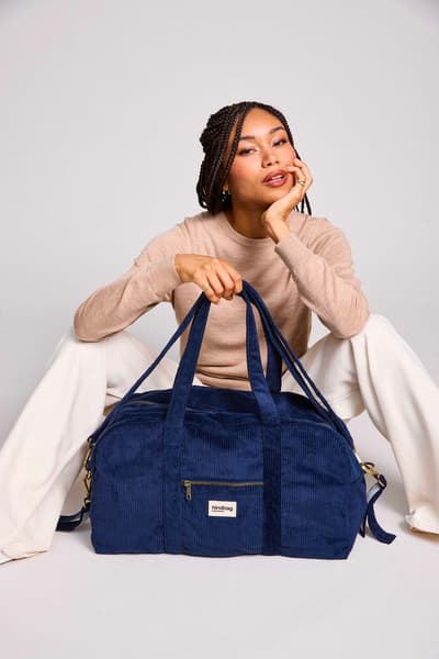 Hindbag - Grand sac à langer Basile - Couleur marine - Velours bio