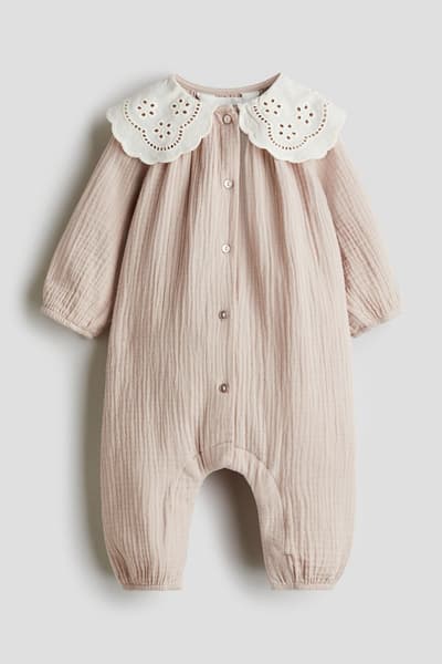 H&M - Combinaison en mousseline de coton - Rose clair/blanc - ENFANT | H&M FR