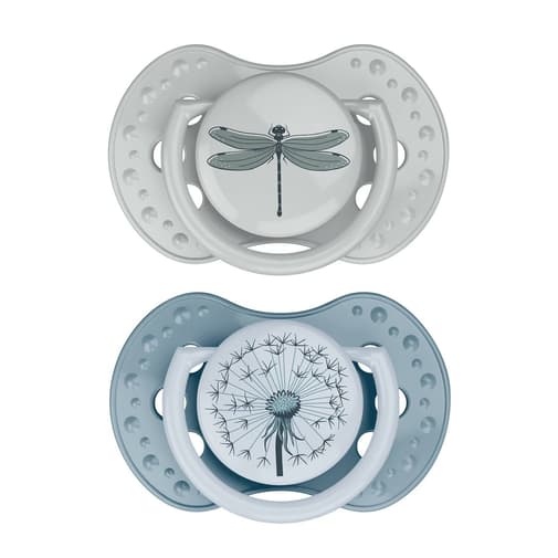 Difrax - Lot de 2 sucettes dynamique lovi nuit & botanic taille 3 de 6 à 18 mois bleu - Difrax